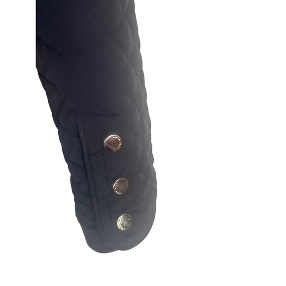 ZARA XS Quilted Navy Jacket Gold Zipper Pockets & Chain Detail - Picture 10 of 13